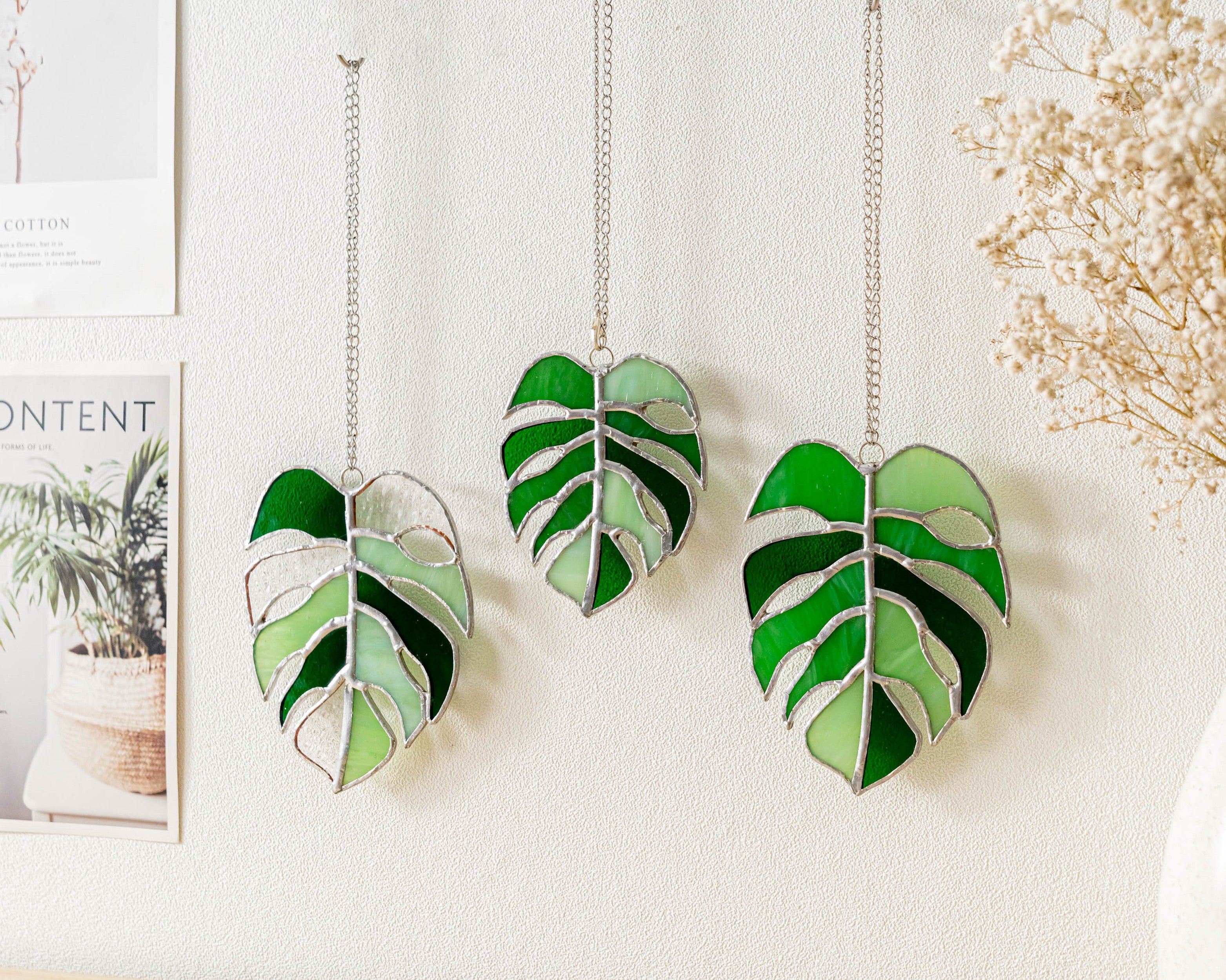 Monstera Leaf Stained Glass For Nature Decor and Garden Gift