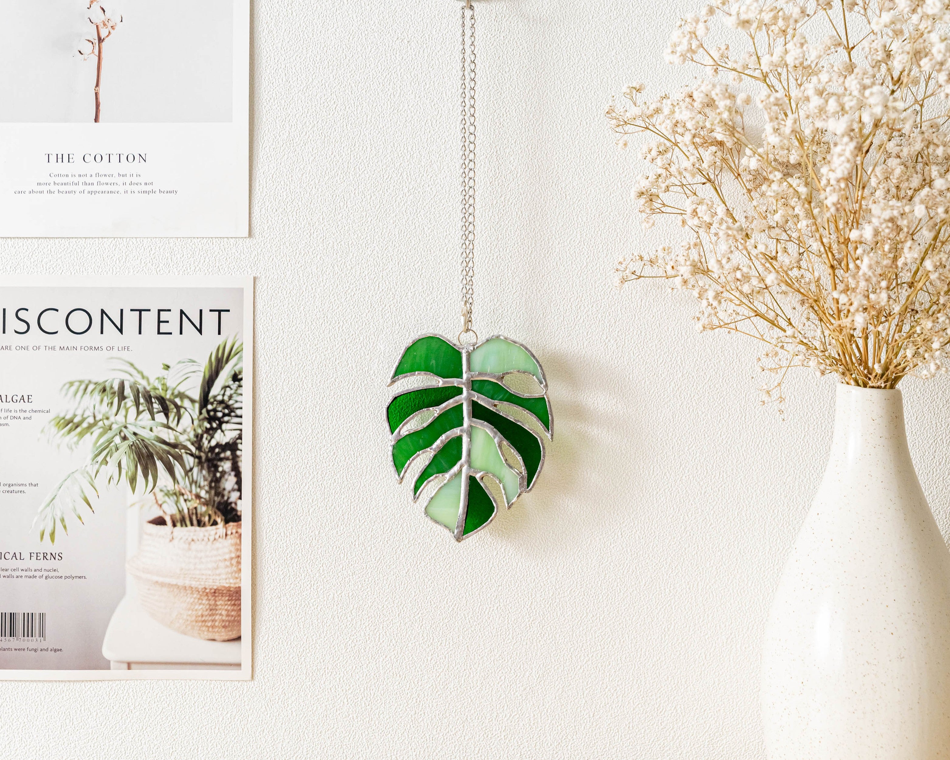 Leaves Stained Glass Suncatcher For Nature Gift Idea