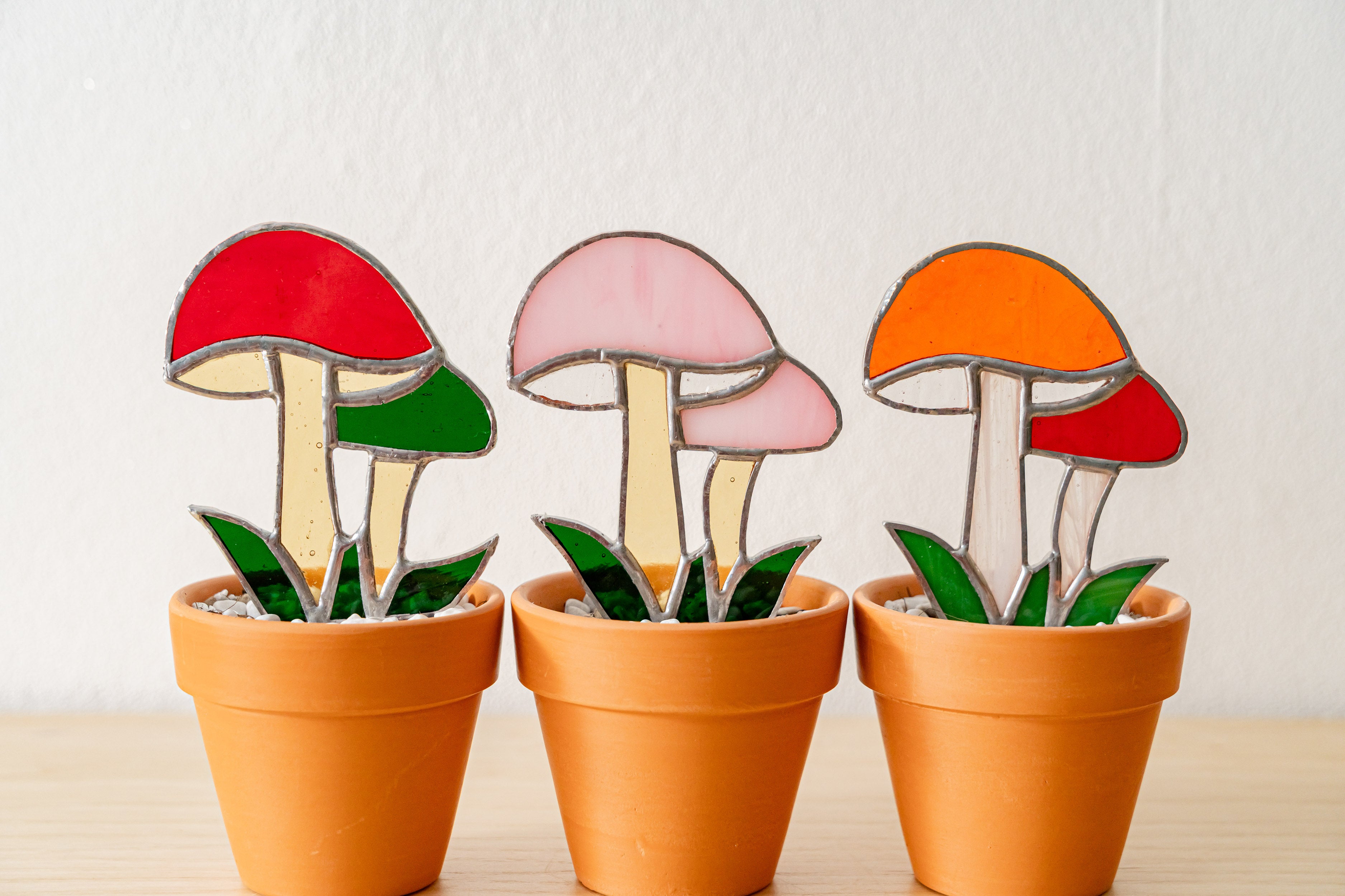 Plant Accessories Stained Glass Mushroom Plant Stakes Home Decor