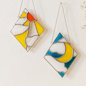 Stained Glass Sun Moon Suncatcher glass for Stained Glass F36