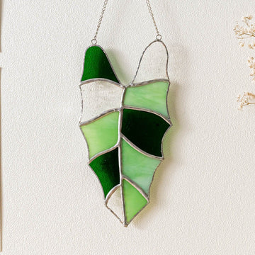 Leaf Stained Glass, Boho wall hanging and glass art F37