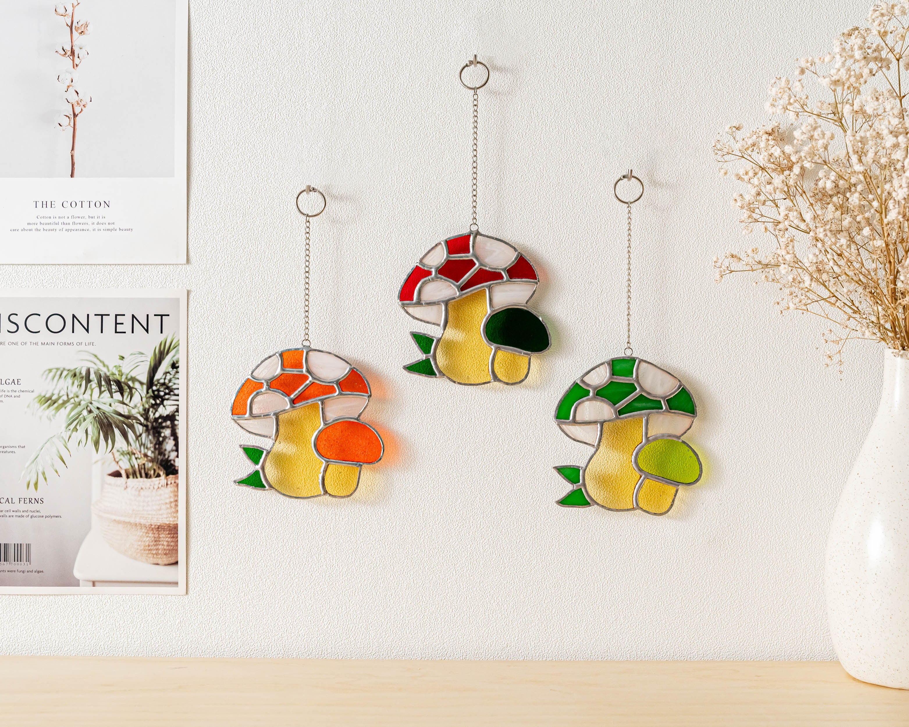 Mushroom Stained Glass decor and Plant Stained Glass F52