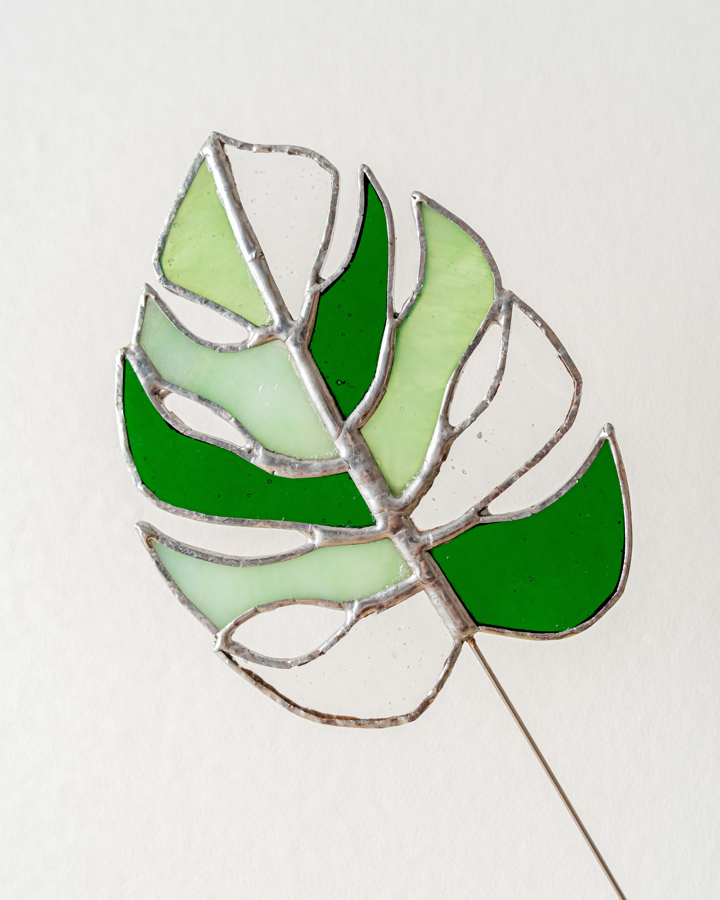 Monstera Leaf Stained Glass Handcrafted Nature Ornament