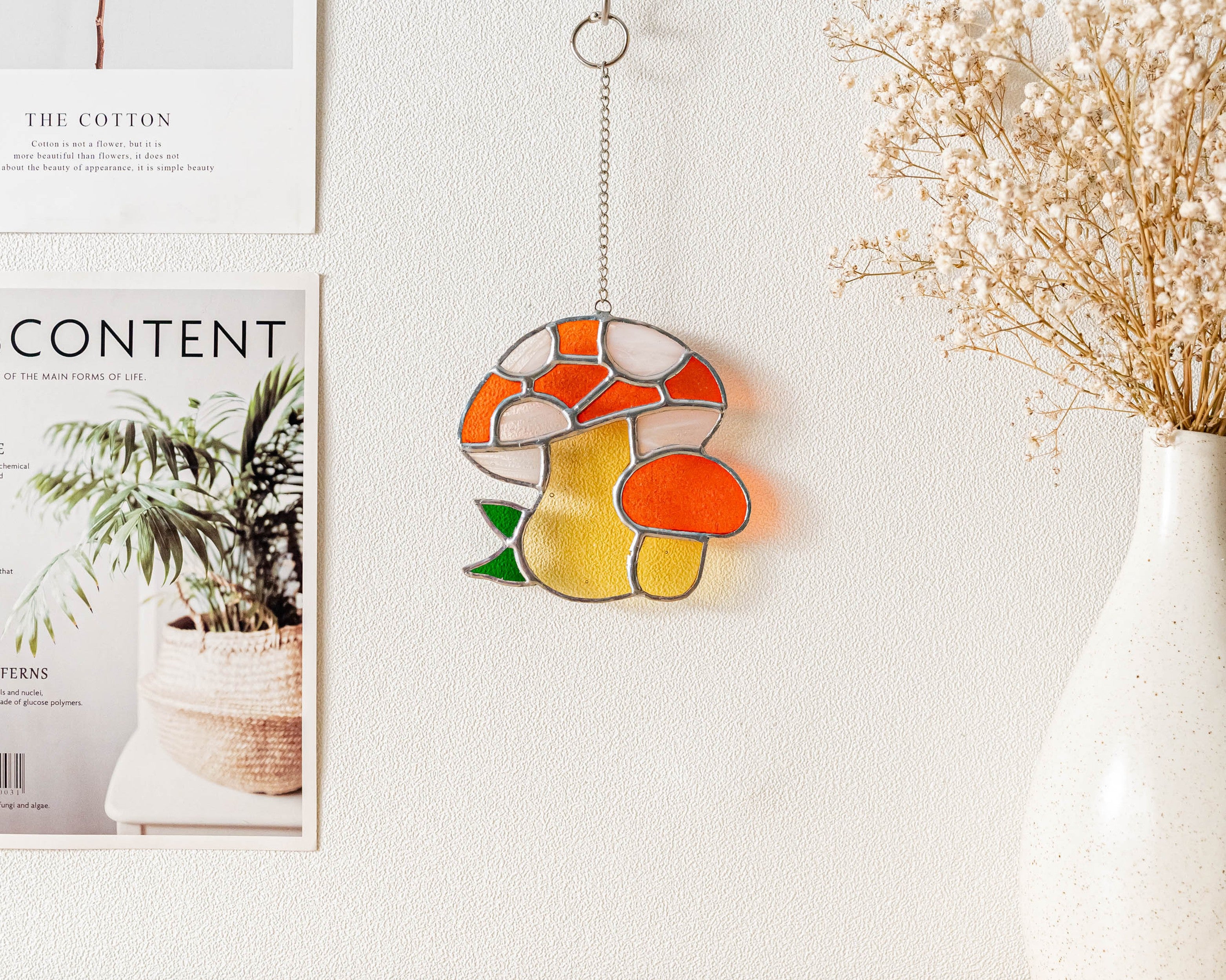 Mushroom Suncatcher or Stained Glass Art for Plant Lovers