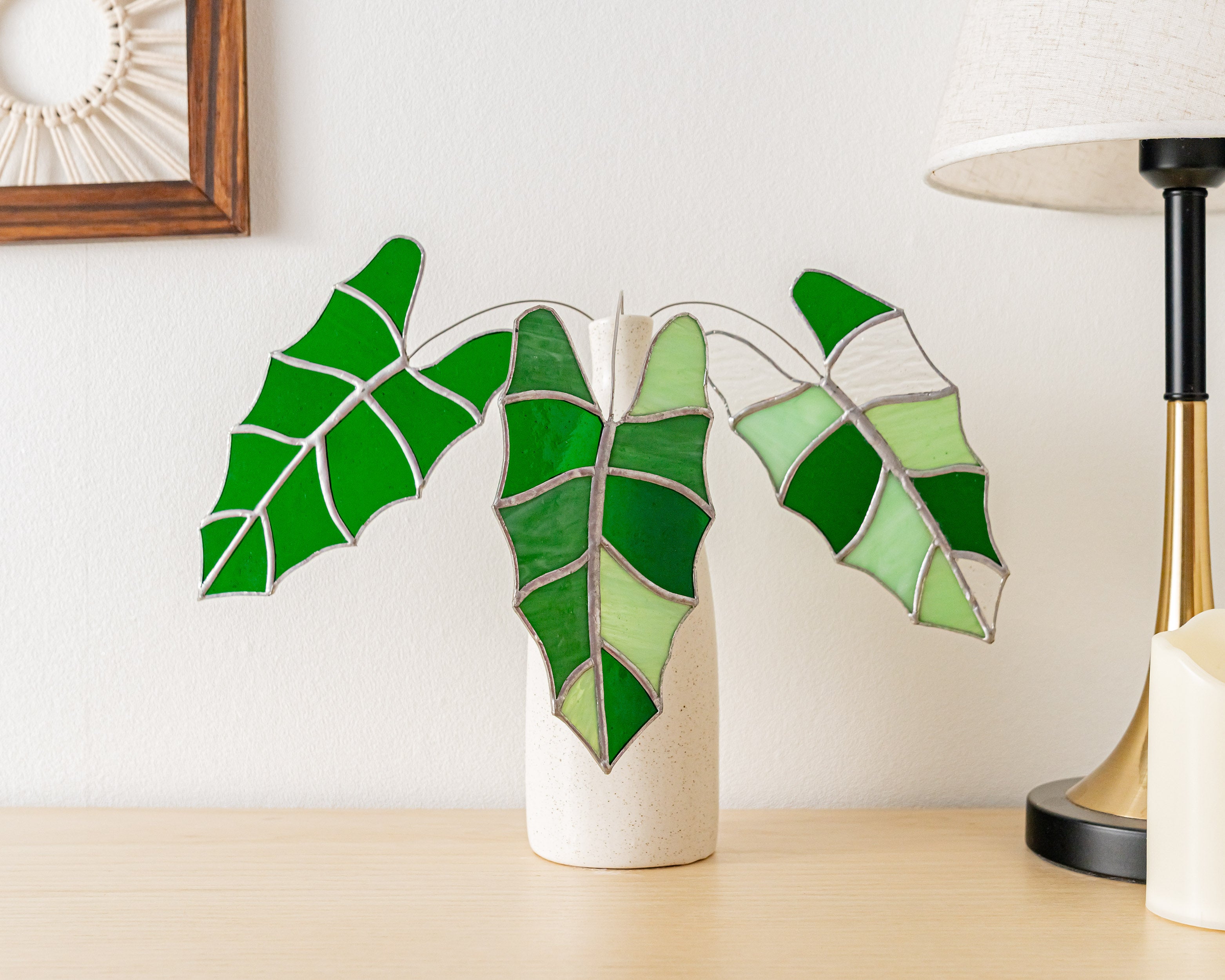 Monstera Leaf Stained Glass Suncatcher