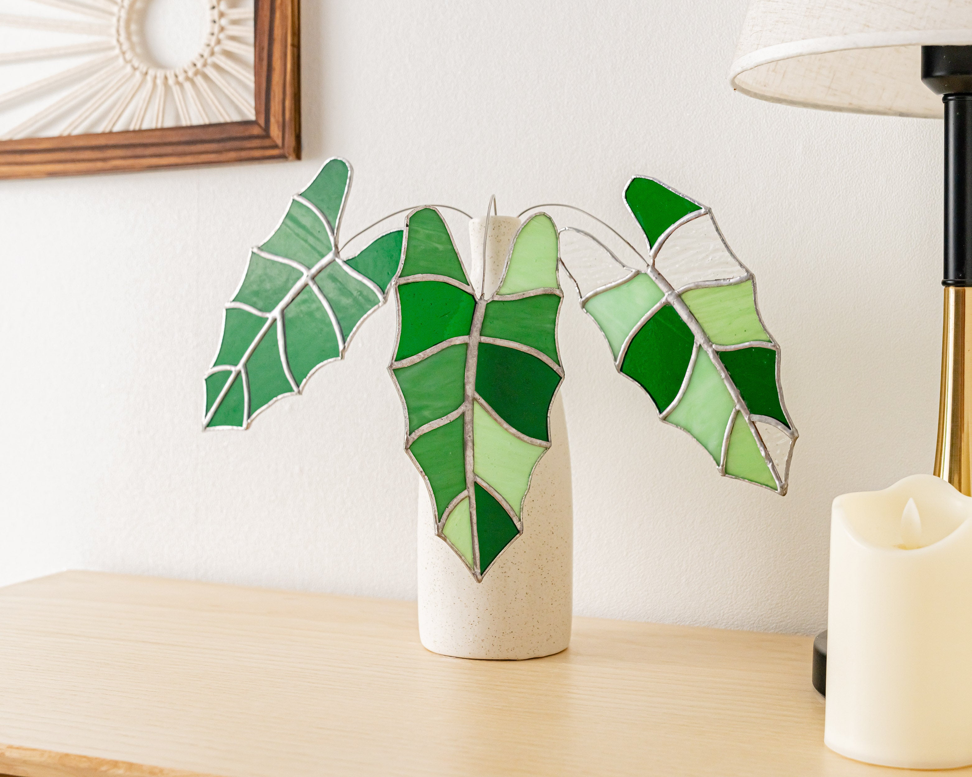 Monstera Leaf Stained Glass Suncatcher