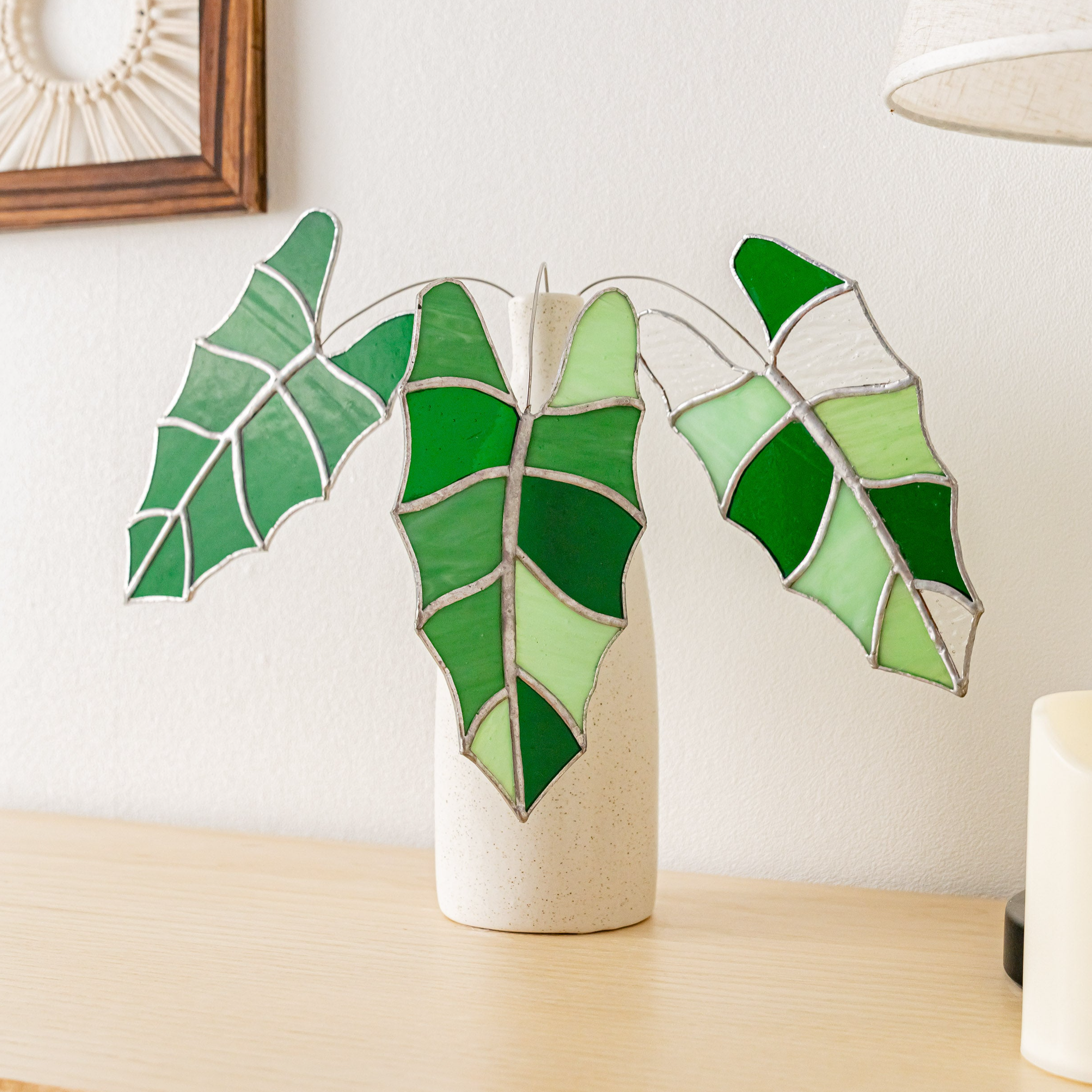 Monstera Leaf Stained Glass Suncatcher