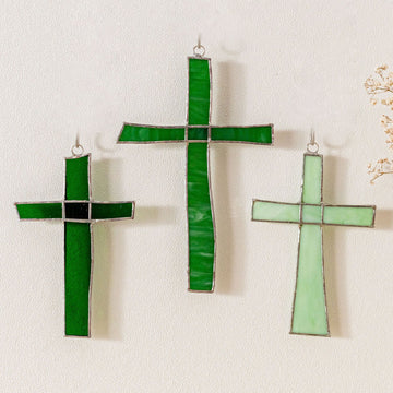 Stained Glass Cross Suncatcher, Stained glass window and art F04