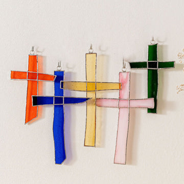Stained Glass Cross Suncatcher, Faith inspired decor and art F04