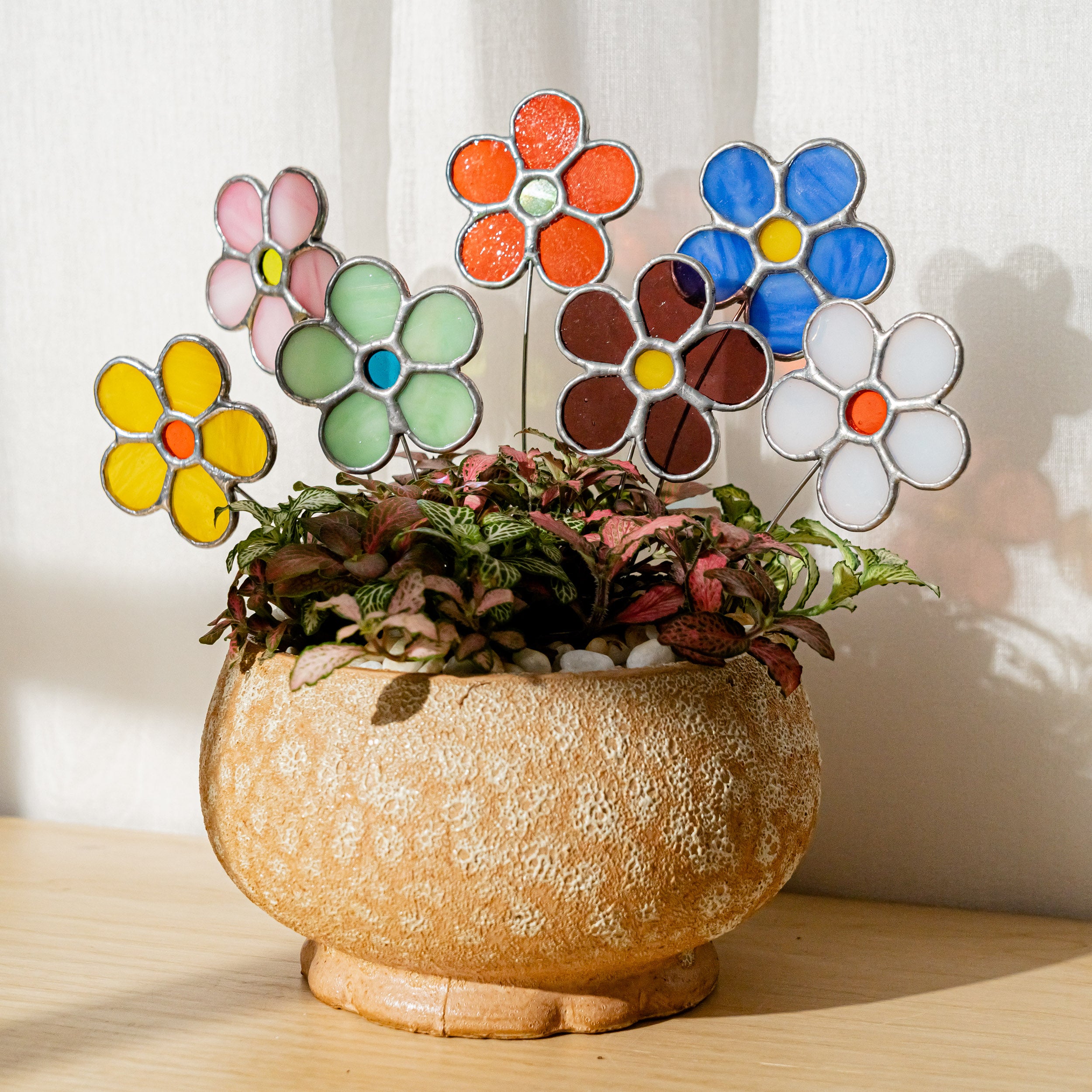 Stained Glass Flower Plant Stakes glass for Plant Stakes F39