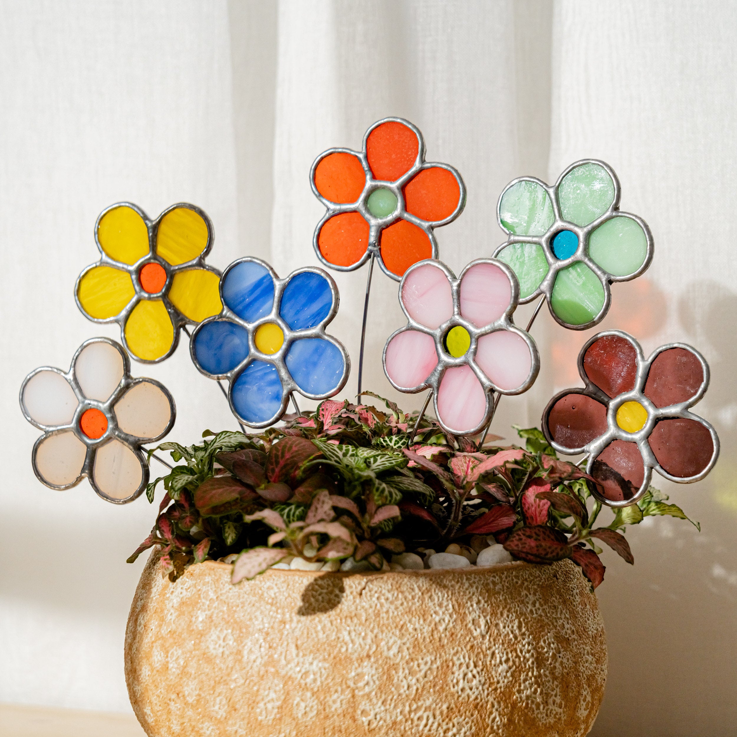 Stained Glass Flower Plant Stakes glass for Plant Stakes F39