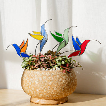 Stained Glass Hummingbird Plant Stakes Decor and Garden Decor F41