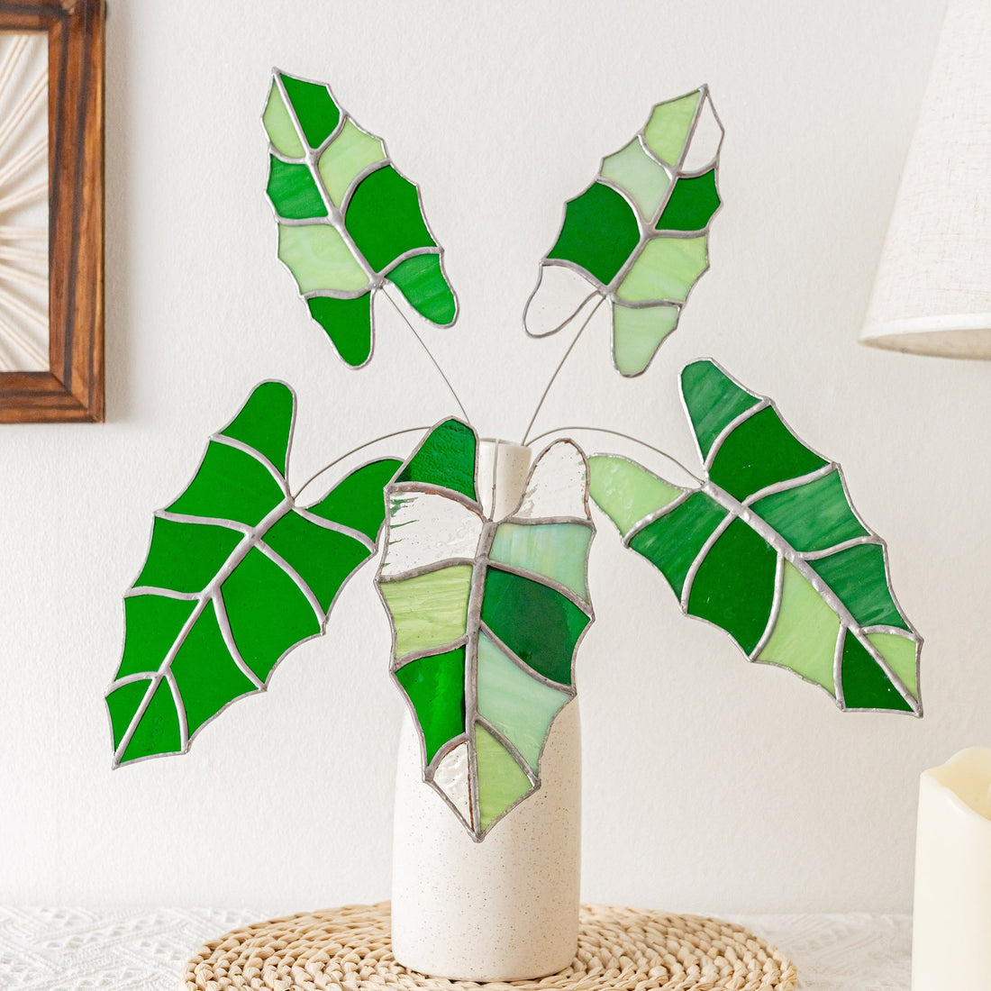 Monstera Leaf Stained Glass handmade for Tropical Home Decor F34