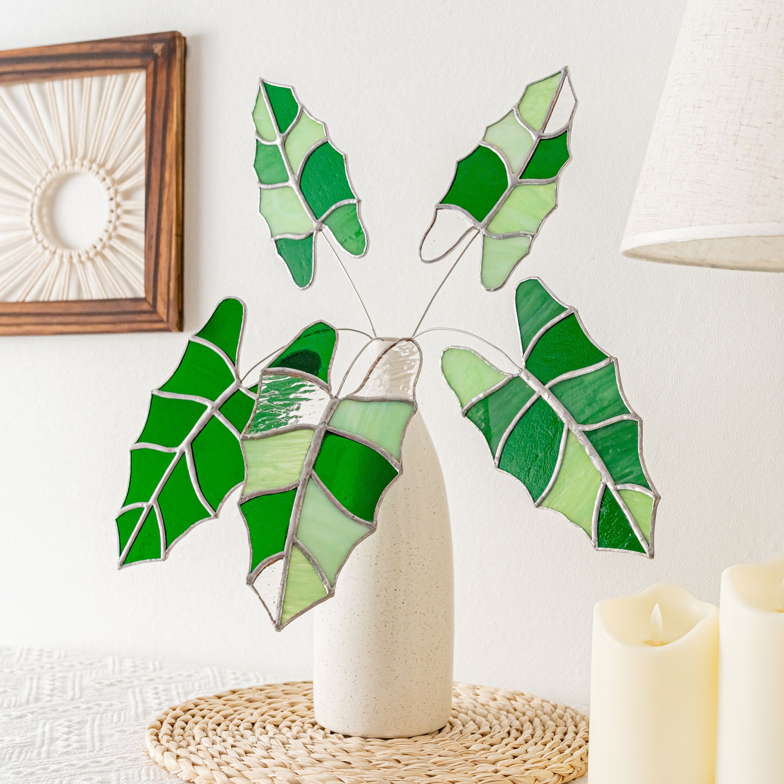 Stained Glass Monstera Leaves for Boho and Tropical Home Decor