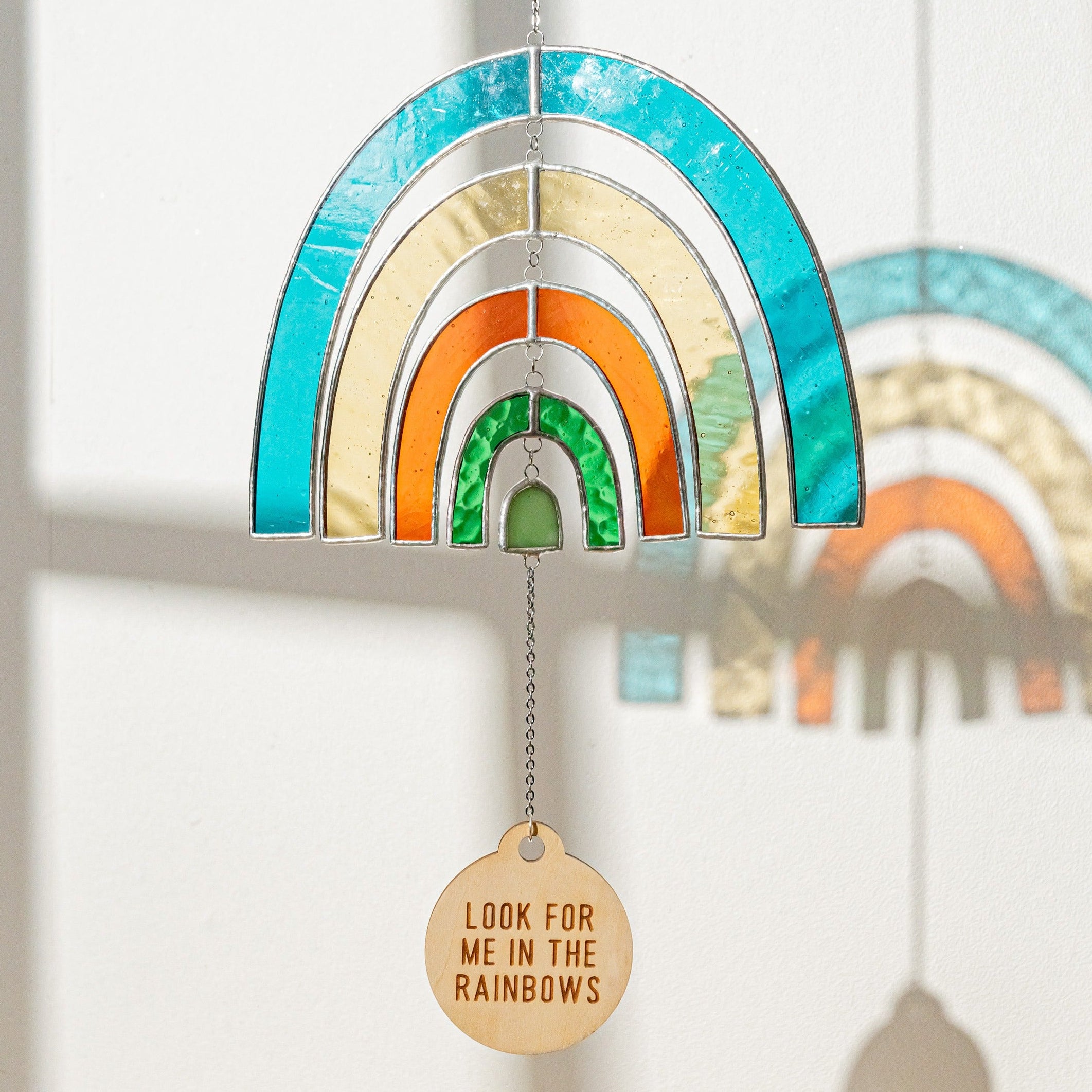 Stained Glass Pet Memorial Rainbow Suncatcher for Window Decor Q13