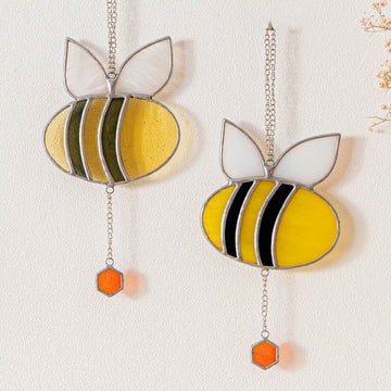 Bee Stained Glass Suncatcher, Artistic glass suncatcher F07