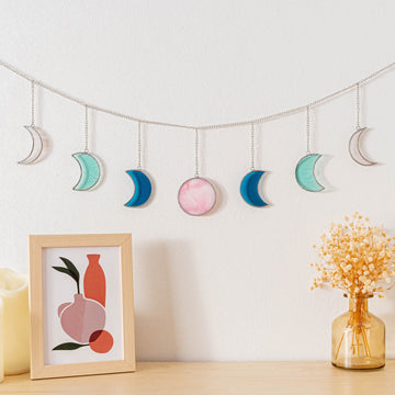 Stained Glass Moon Phase Garland for Glass wall art F59