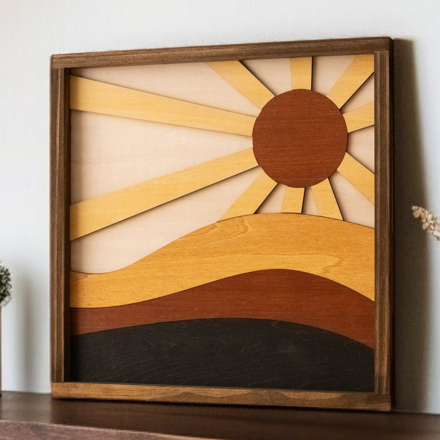 Wooden Sun And Moon Wall Art Wood Decor and Celestial Accent Y56