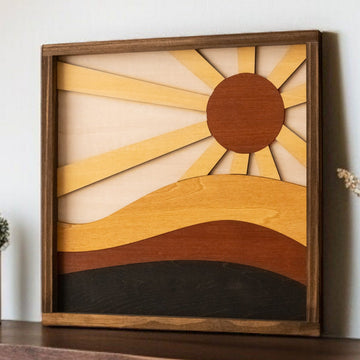 Wooden Sun And Moon Wall Art Wood Decor and Celestial Accent Y56