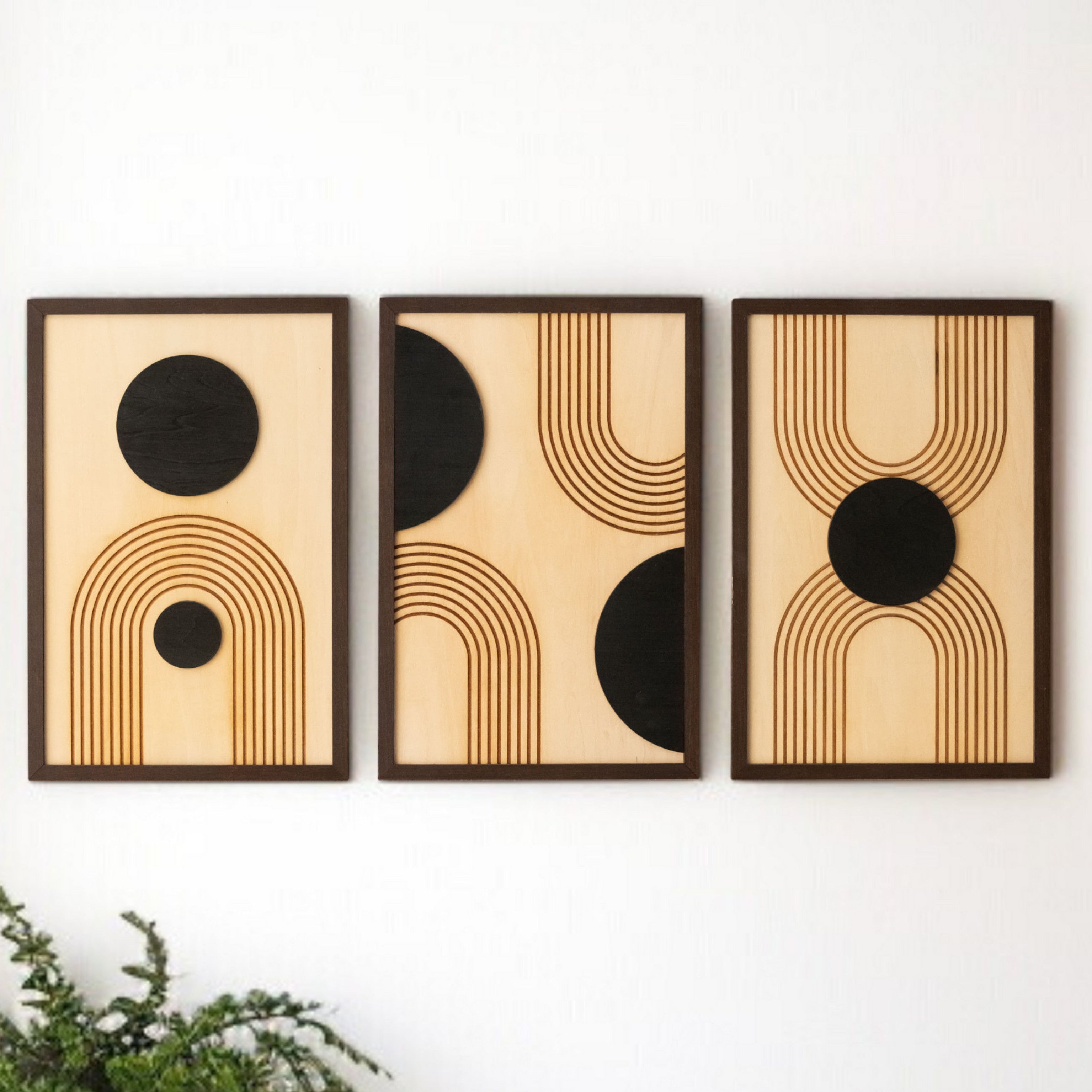 Arte de pared de madera con sol y luna para una decoración bohemia celestial 