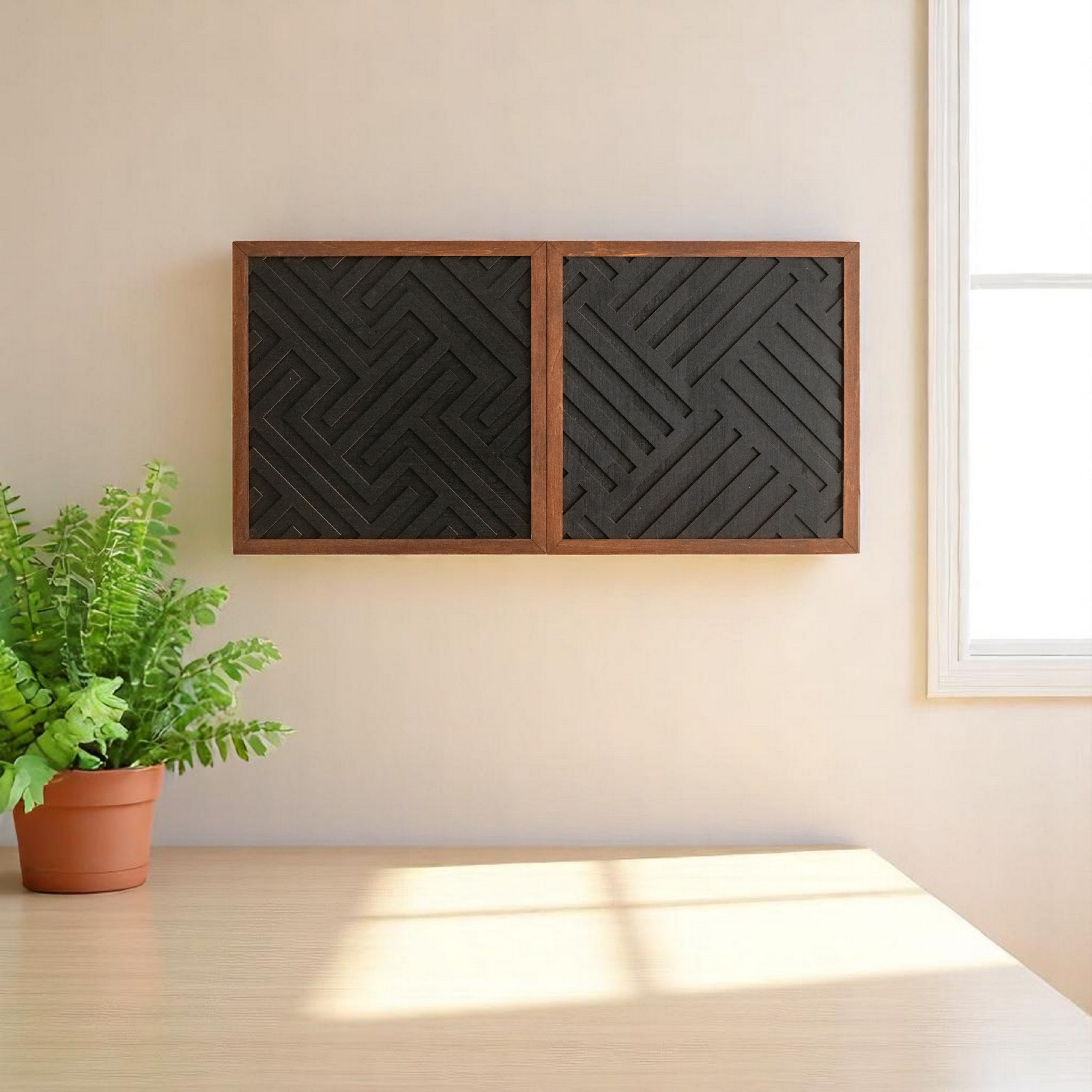 Wooden Geometric Wall Art Panel, Modern wall decor and art Y73