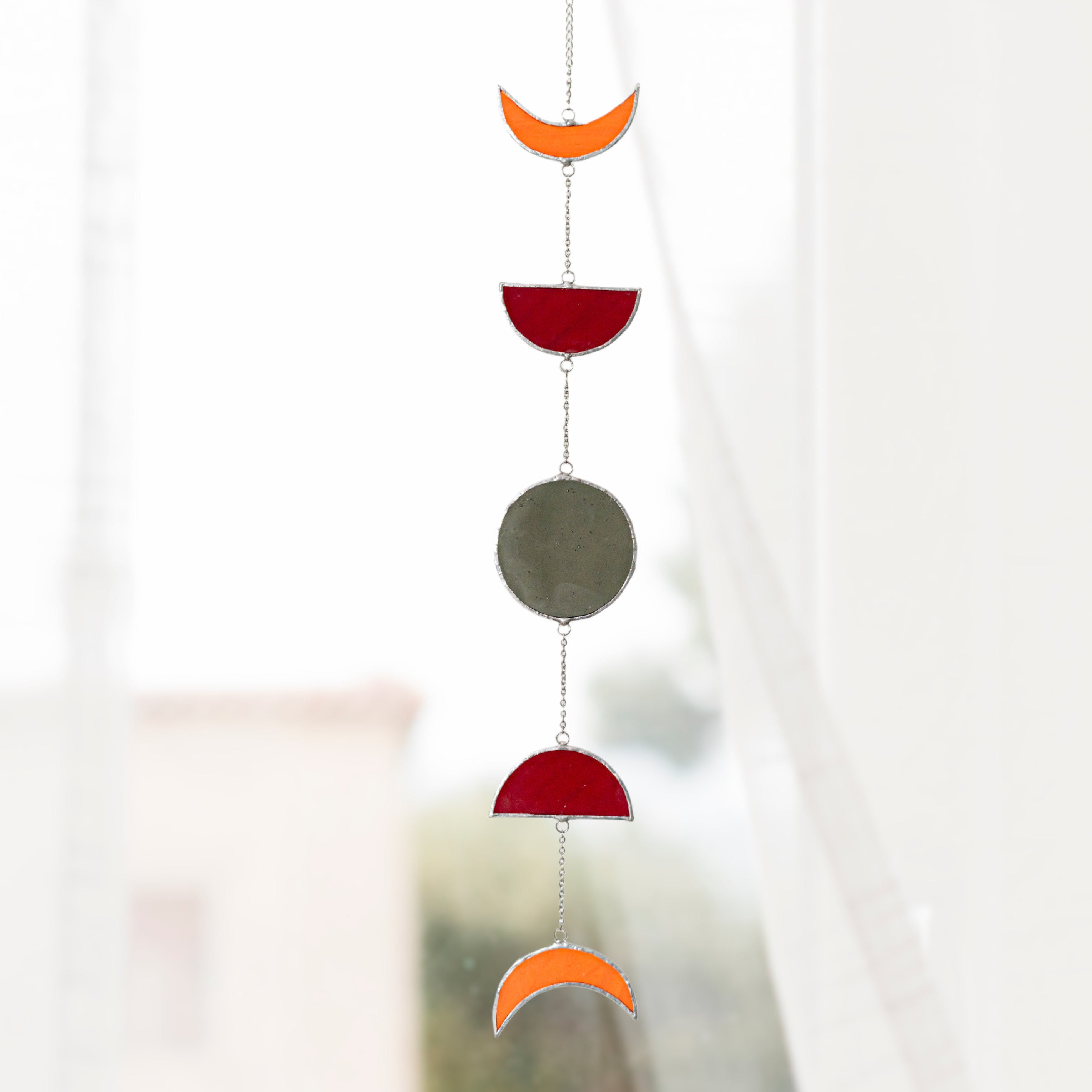 Stained Glass Moon Phase Hanging decor and Handmade glass F12