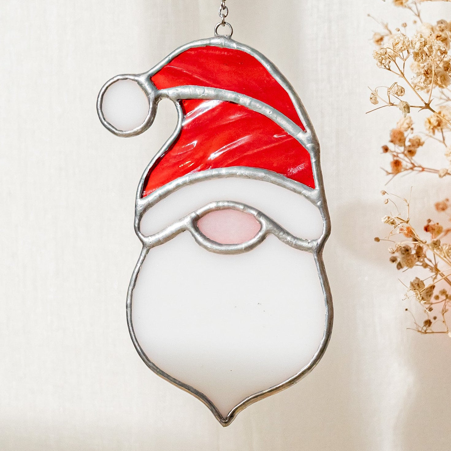 Stained Glass Santa Ornament, Christmas decorations for art F87