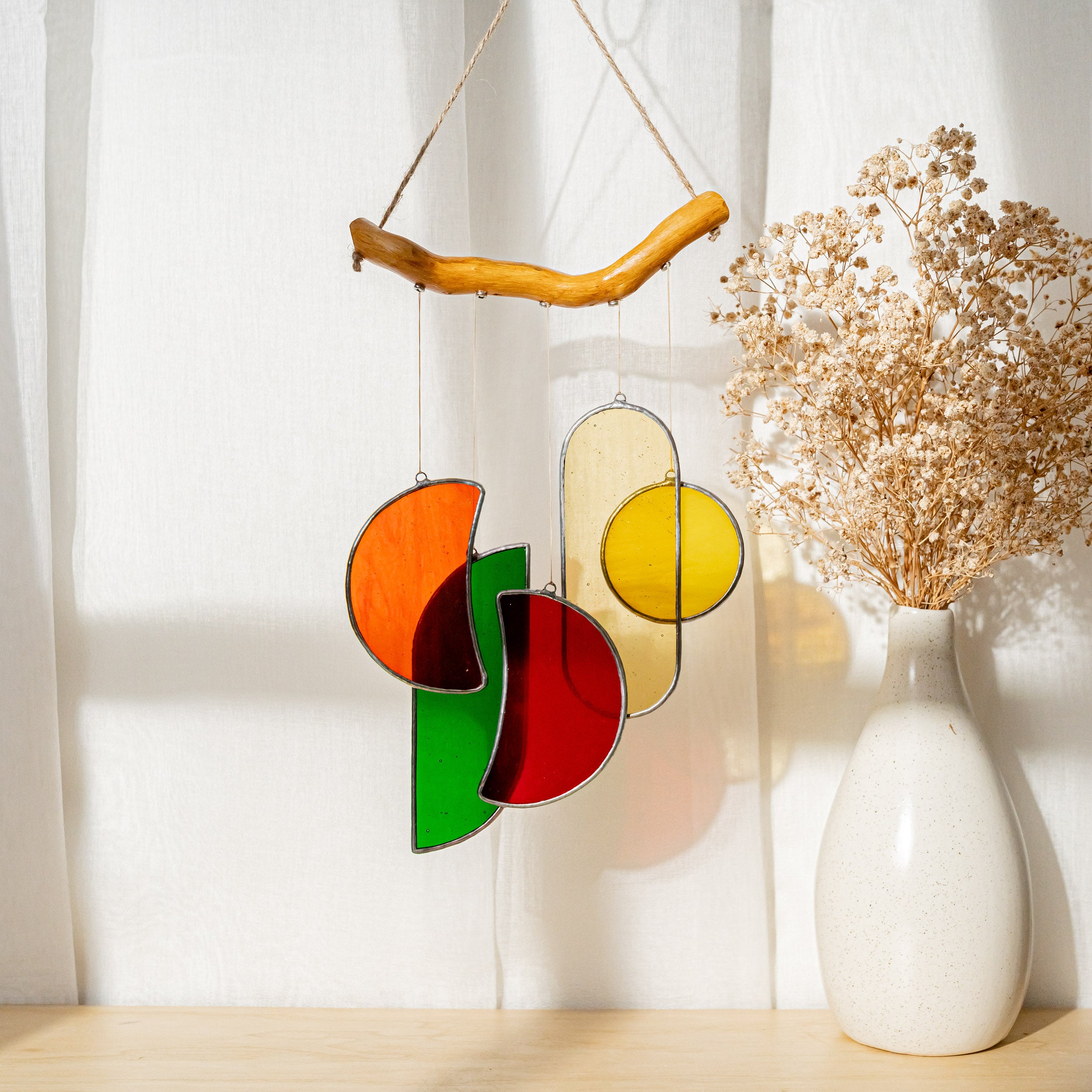 Stained Glass Wind Chime Decor, Boho style home and art F88
