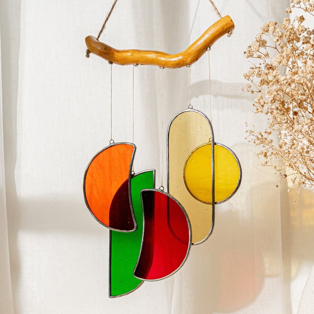 Stained Glass Wind Chime Decor, Boho style home and art F88