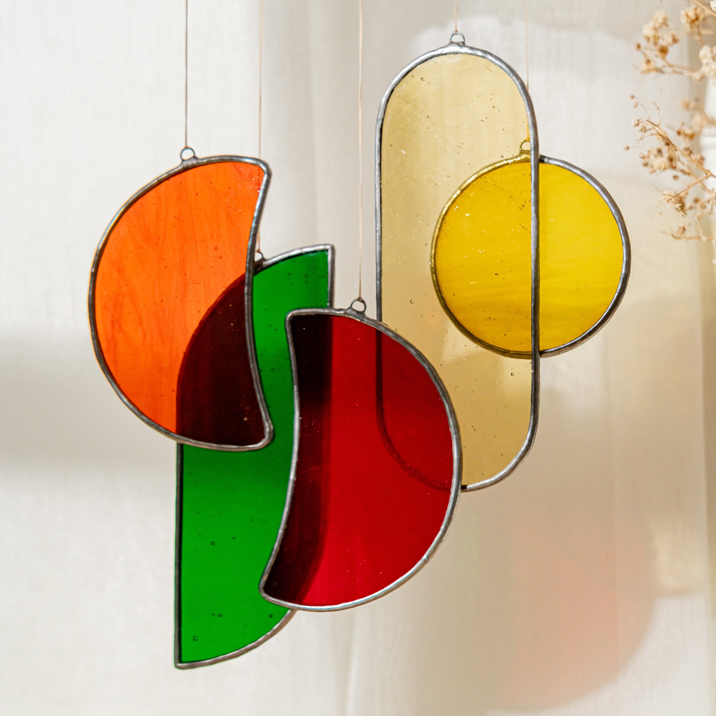 Stained Glass Wind Chime Decor, Boho style home and art F88
