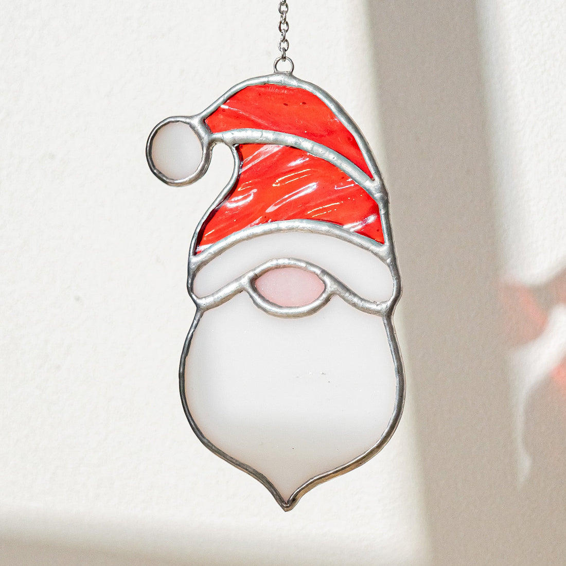 Stained Glass Santa Ornament, Minimalist holiday style F87