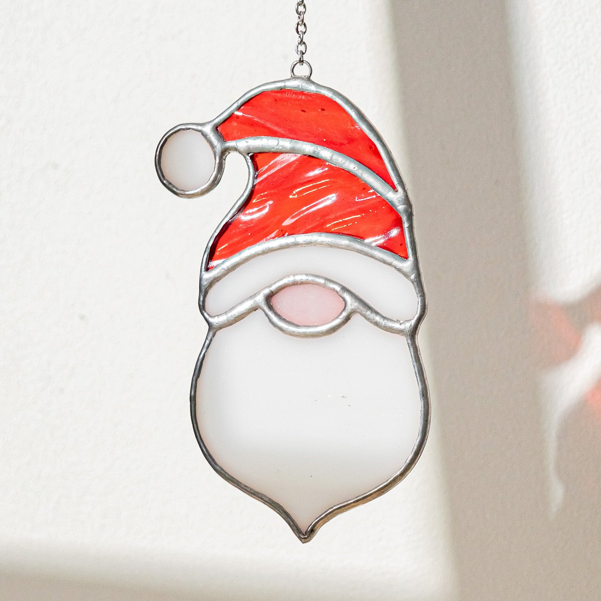 Stained Glass Santa Ornament, Christmas decorations for art F87