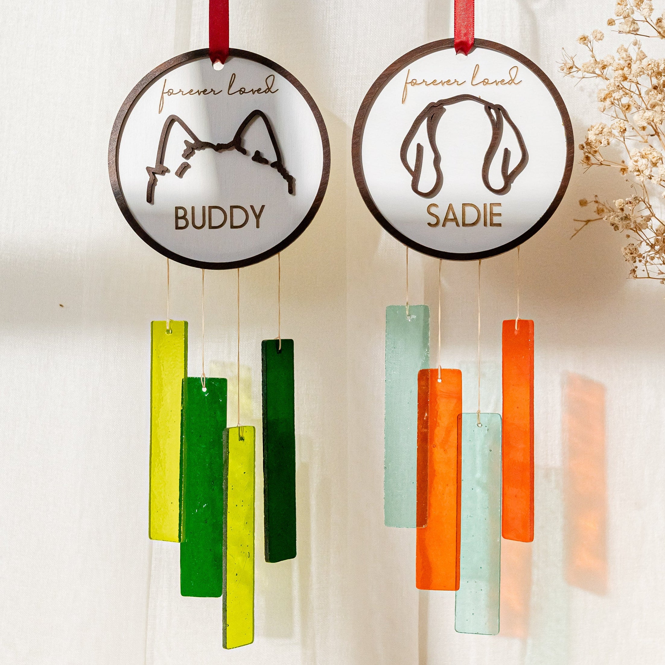 Pet Memorial Stained Glass Window Chime Decor and Memorial Gift F86