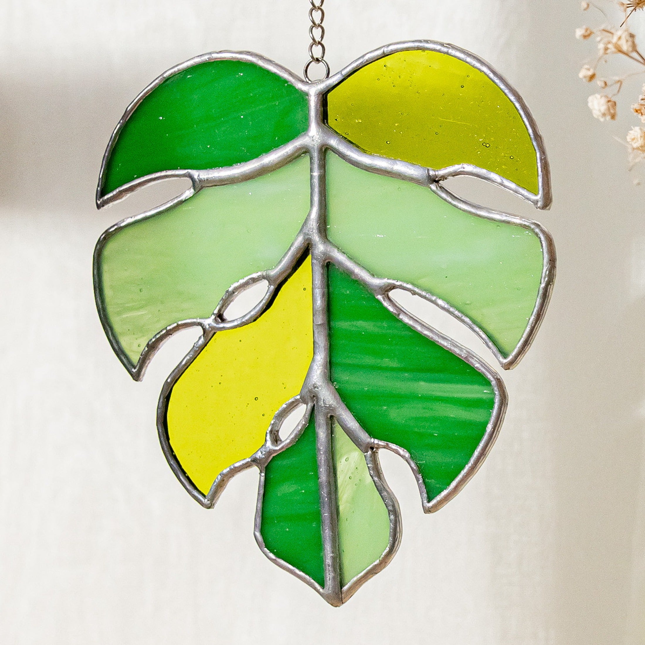 Monstera Leaf Stained Glass decor and Window Hangings F57