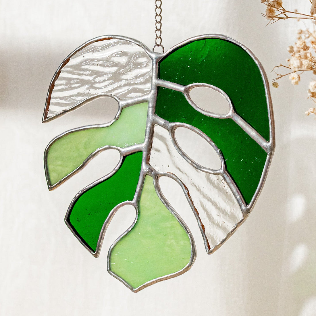 Leaf Stained Glass, Boho wall hanging and art F56