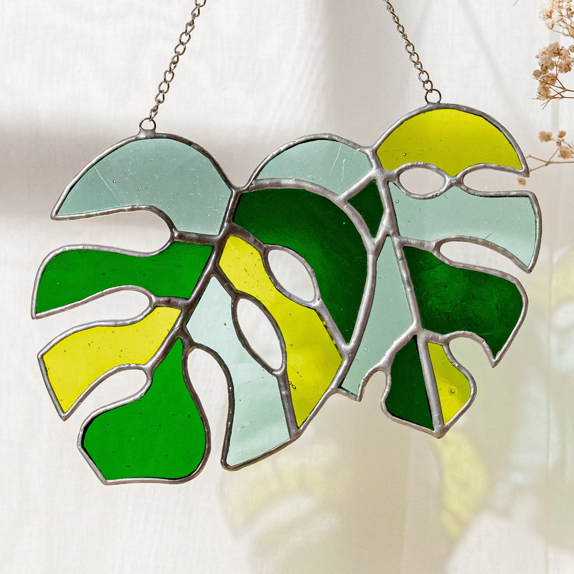 Monstera Leaves Stained Glass for Decorative glass windows F58