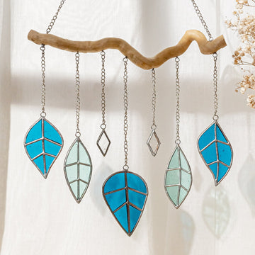 Stained Glass Wind Chime Decor, Boho style home and art F26