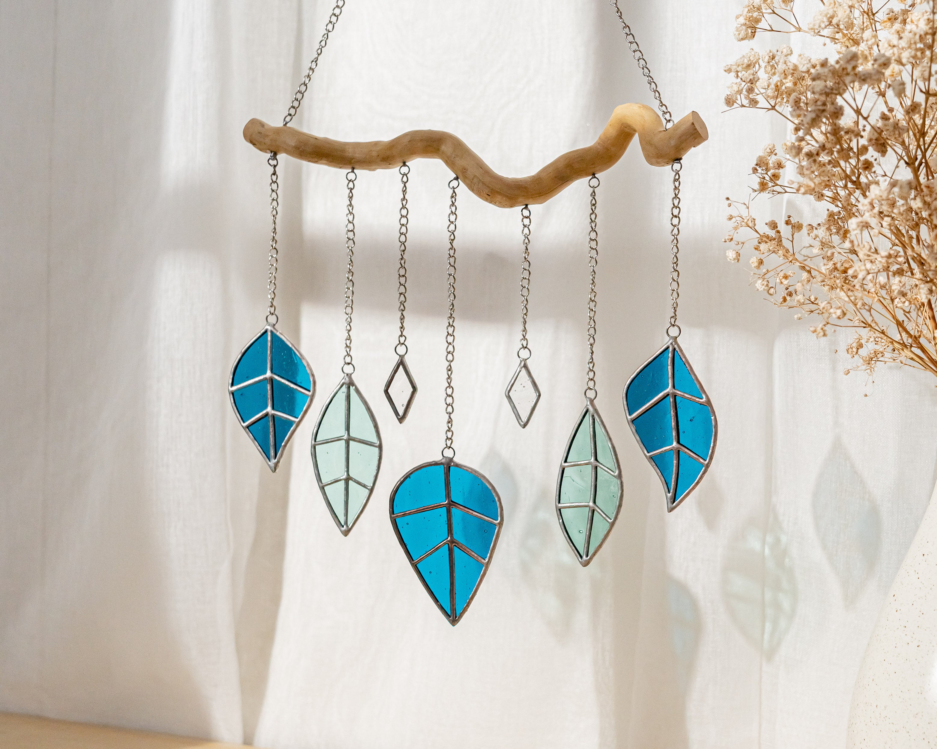 Stained Glass Leaf Wall Hanging Suncatcher