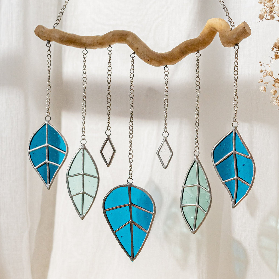 Stained Glass Wind Chime Decor, Boho style home and art F26