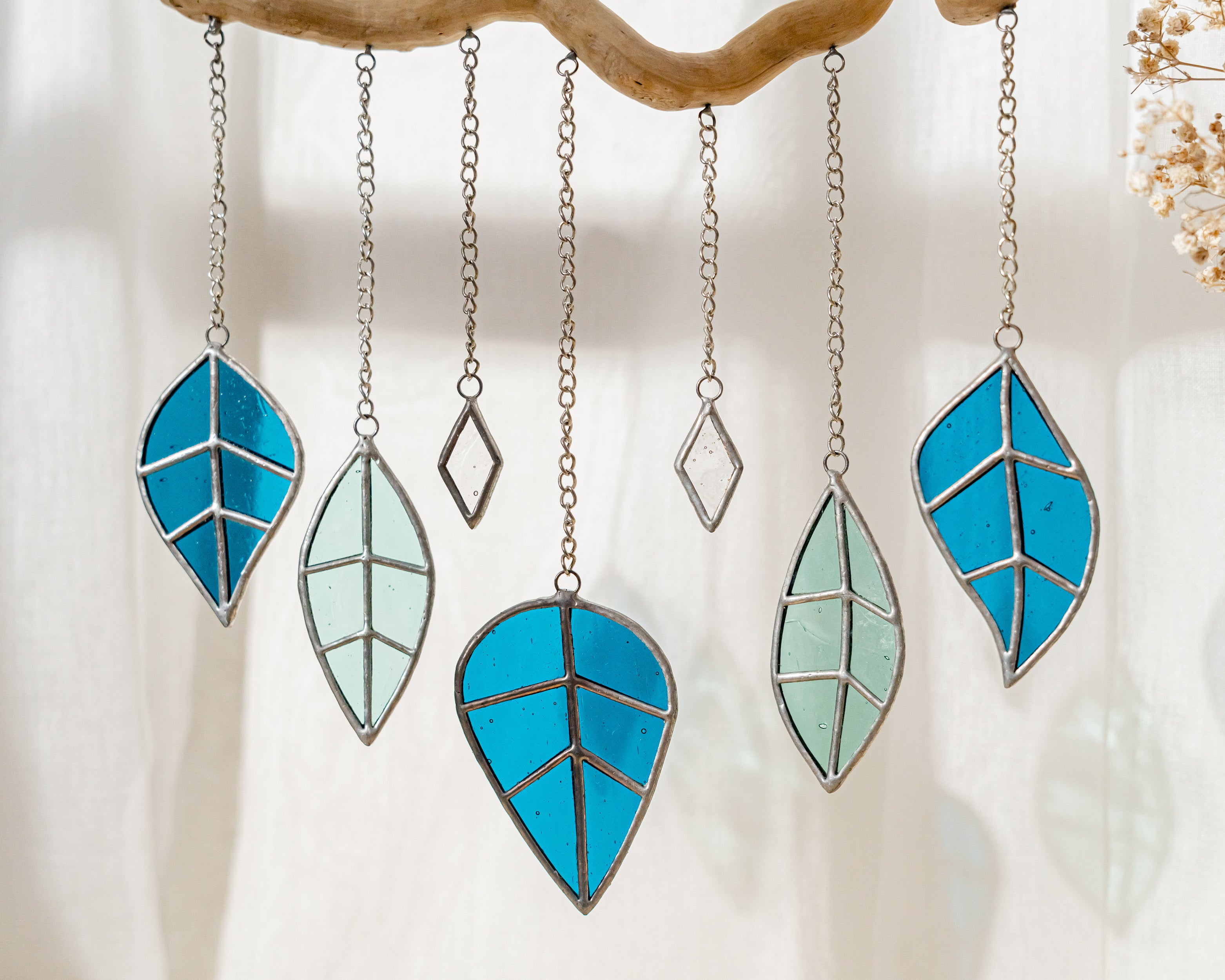 Stained Glass Wind Chime Decor, Boho style home and art F26