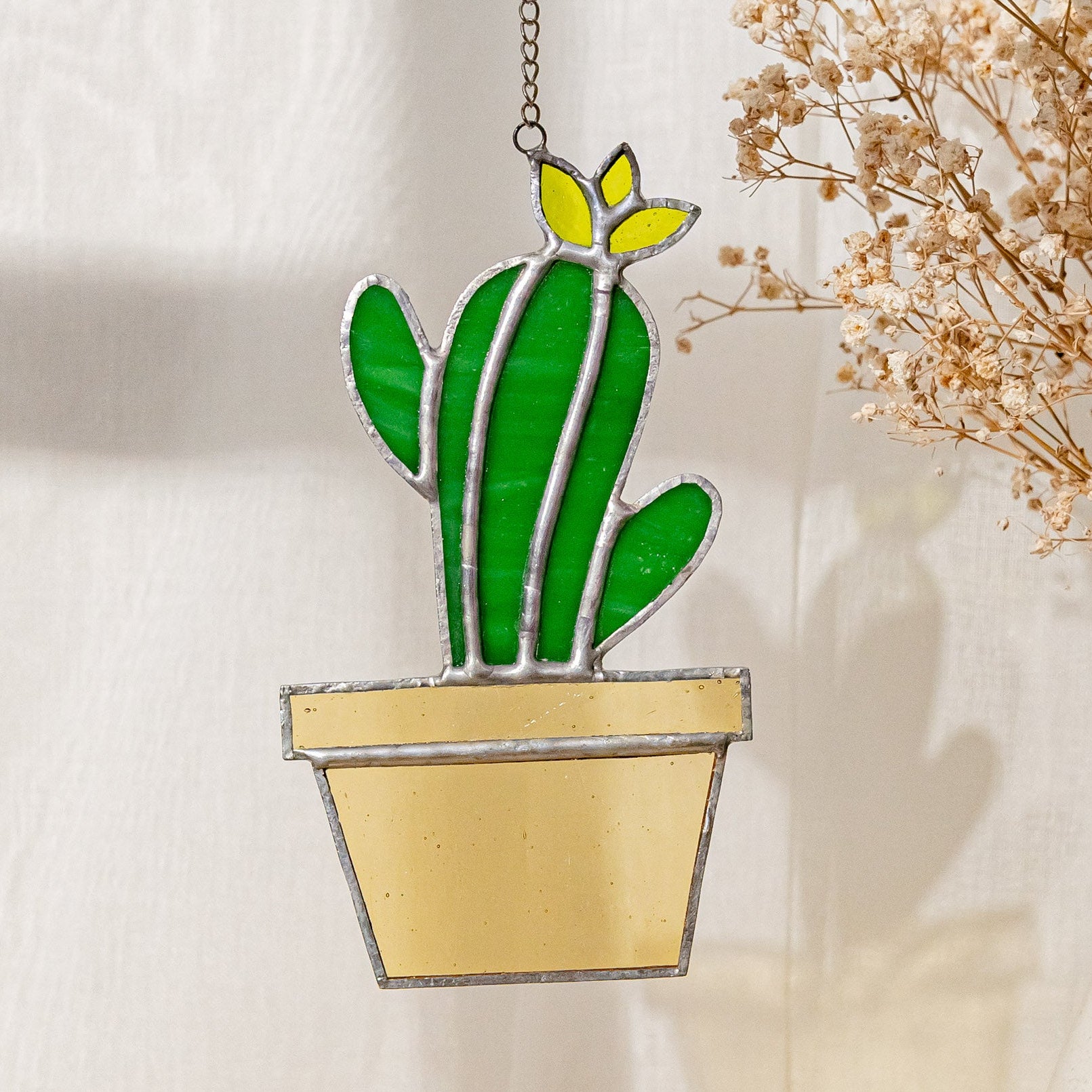 Cactus Stained Glass for Stained glass suncatcher, art F51