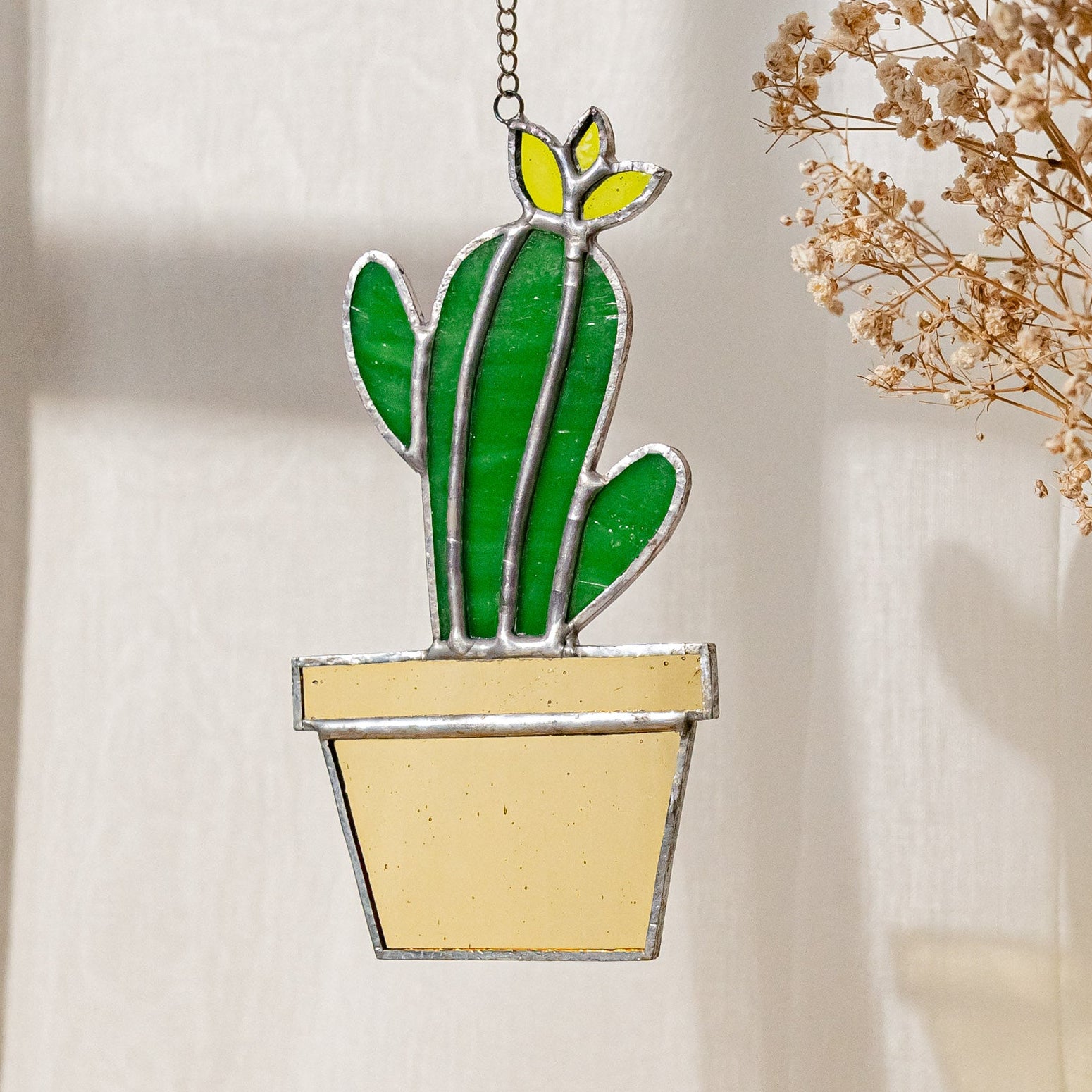 Cactus Stained Glass, Stained glass suncatcher and art F51
