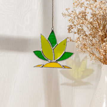 Vibrant Stained Glass Cactus for Boho-Style Walls and Windows