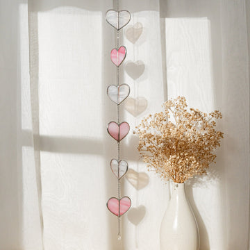 Rainbow Heart Glass Garland Glass for Boho Home Decor F22