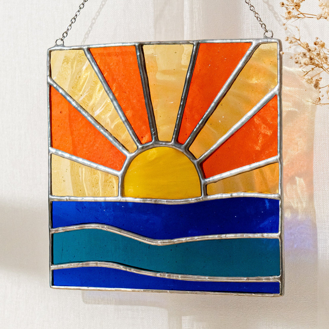 Stained Glass Sunrise Suncatcher Handmade for Window Clings Stained Glass F25