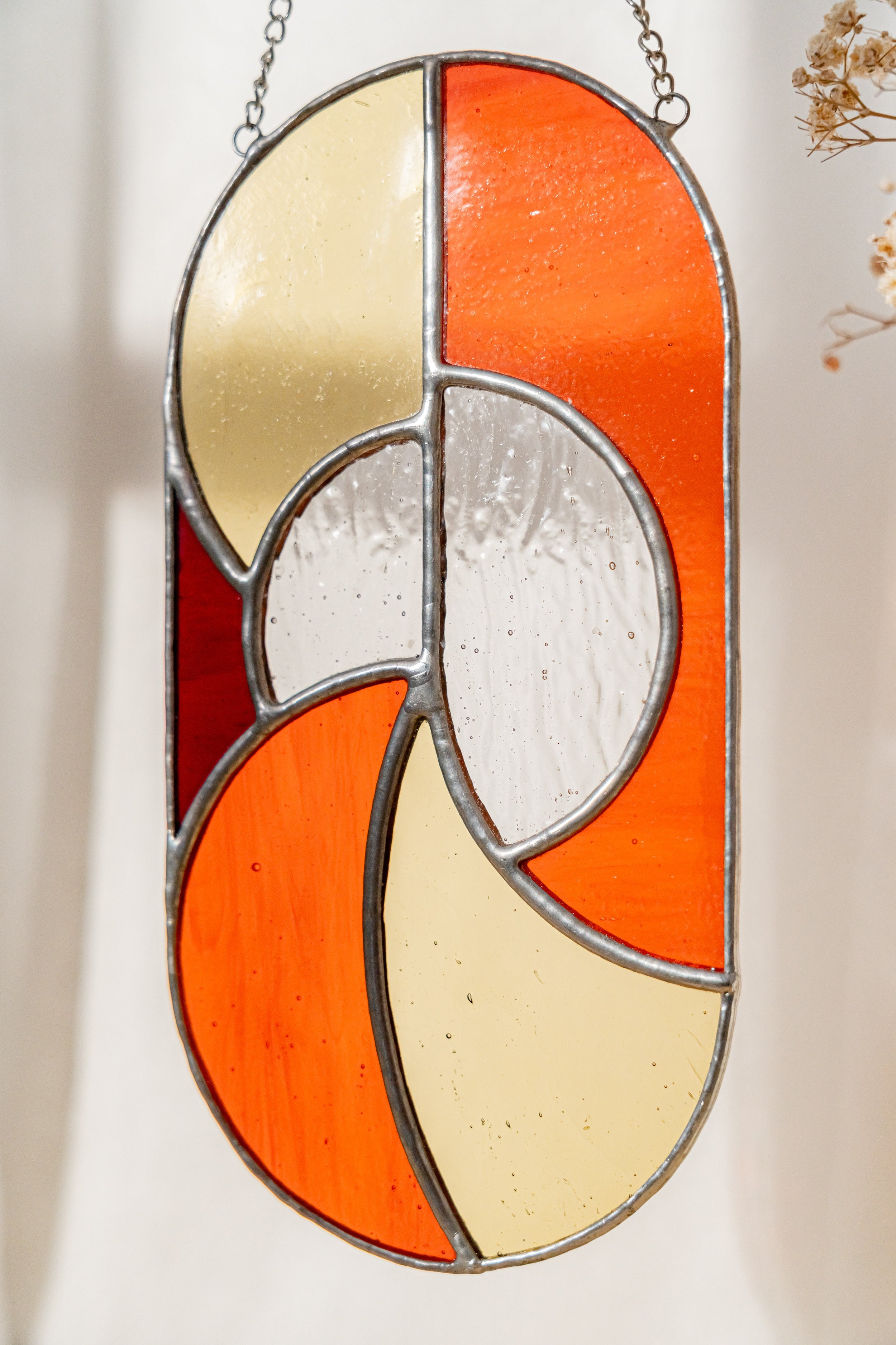 Modern Geometric Glass Suncatcher for Window Art