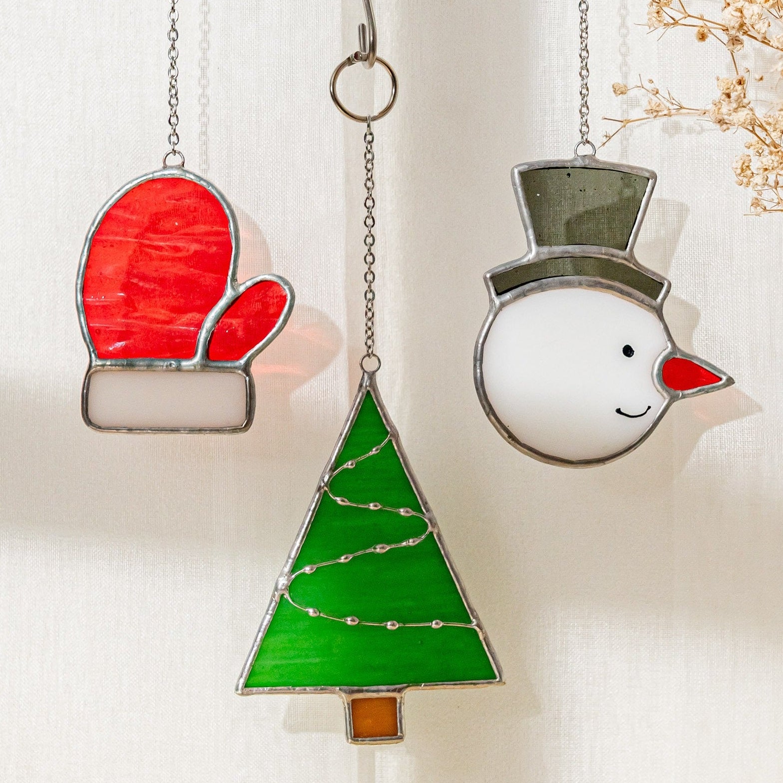 Stained Glass Christmas Ornaments, Christmas decorations for art F90