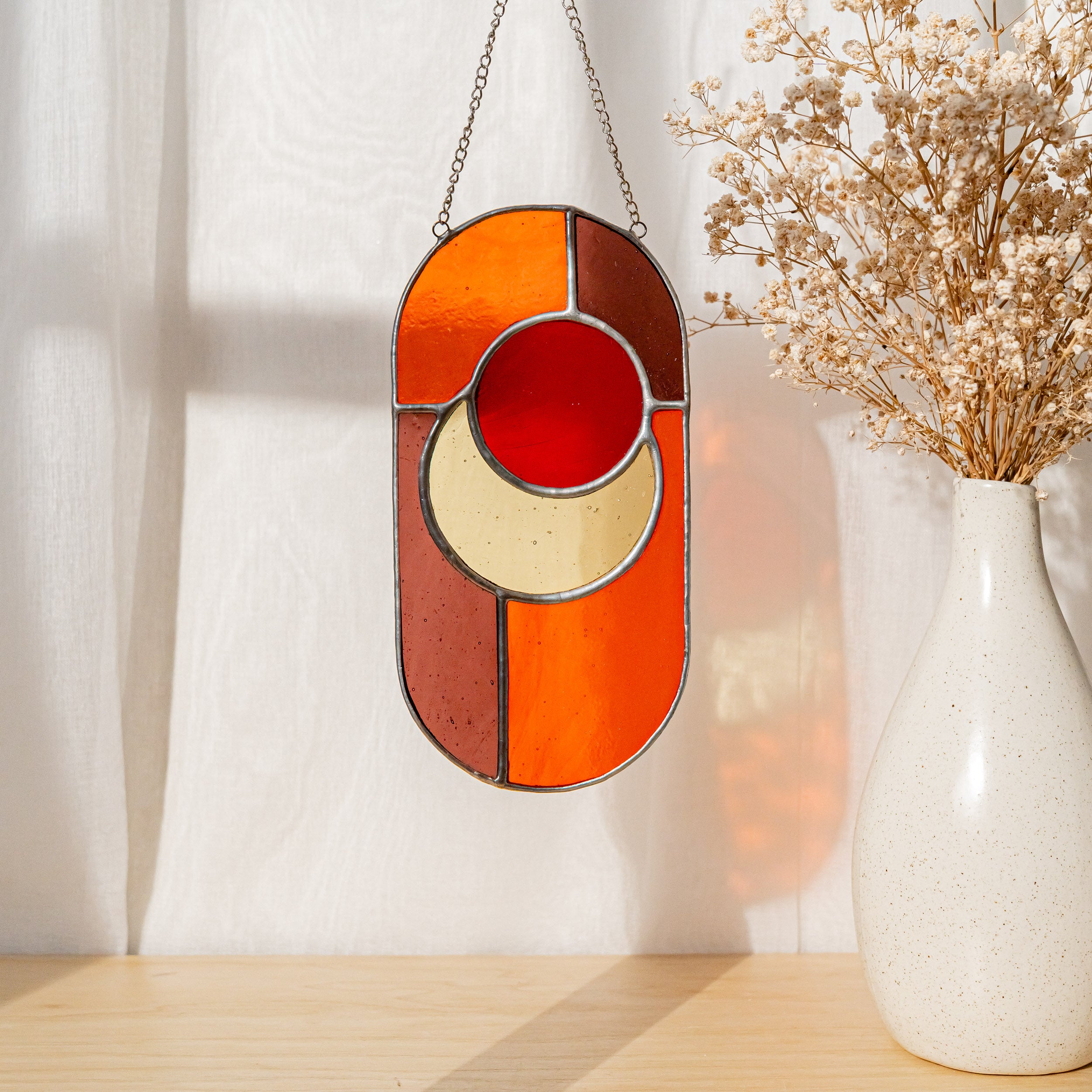 Modern Geometric Glass Suncatcher for Stylish Window Accents