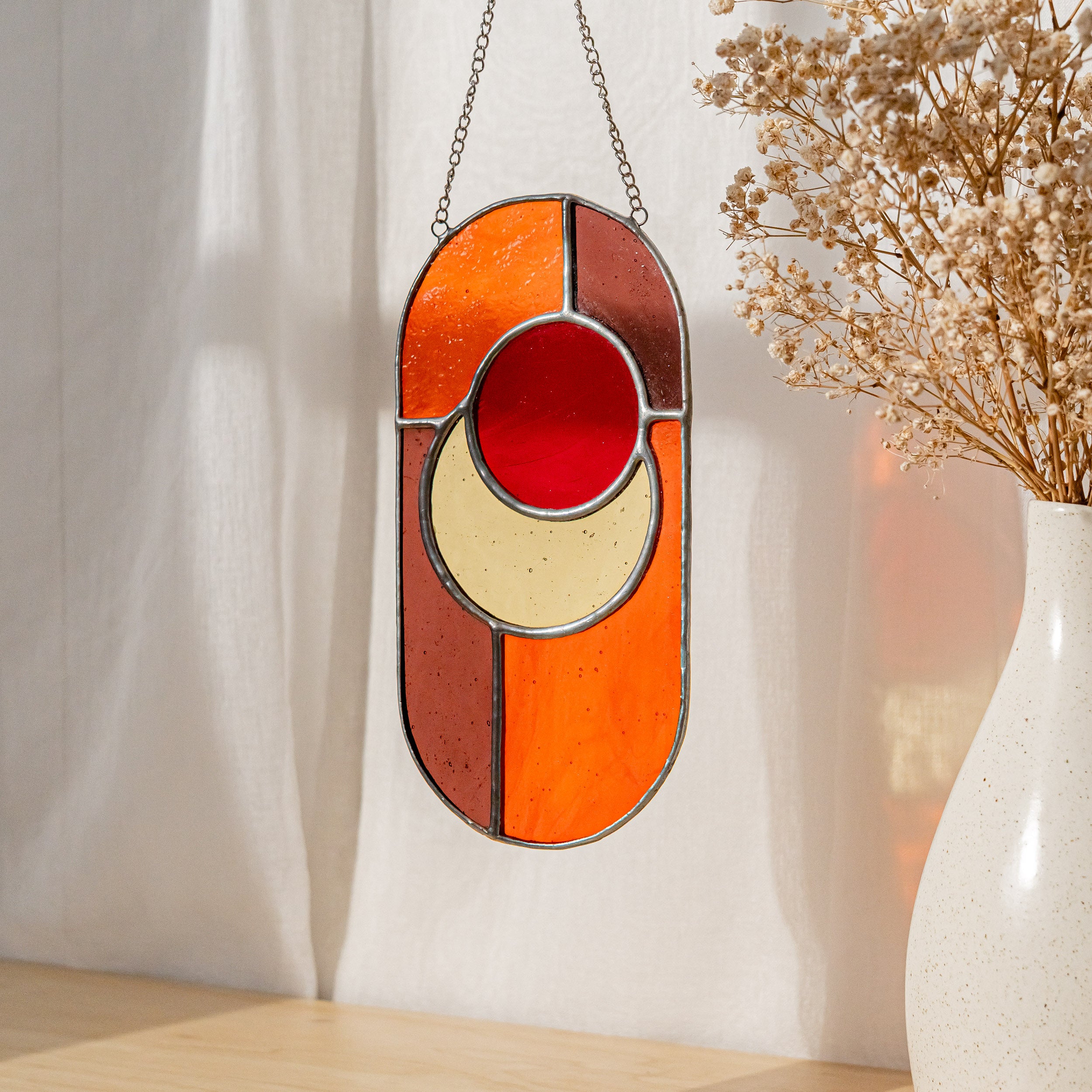 Modern Geometric Glass Suncatcher for Stylish Window Accents