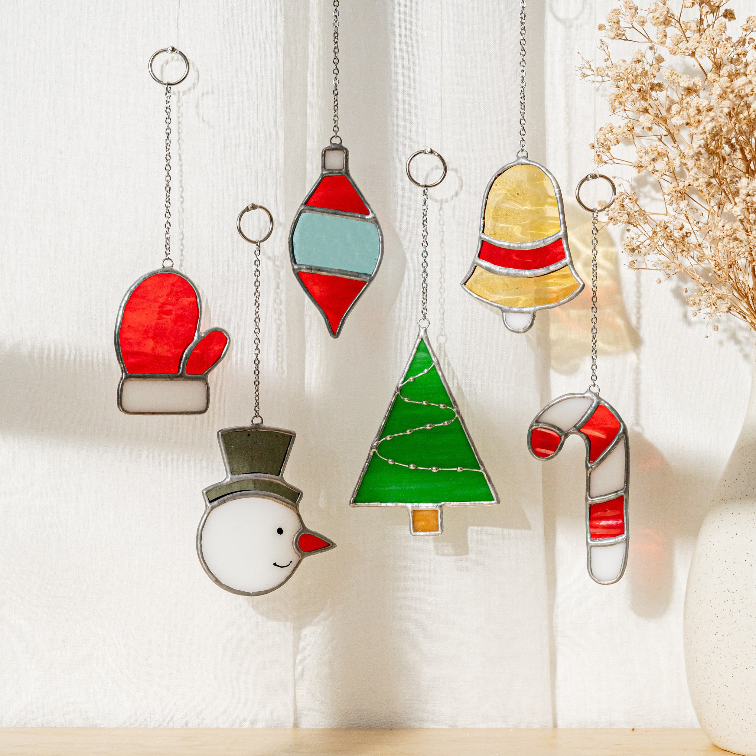 Stained Glass Christmas Ornaments for Christmas decorations, art F90
